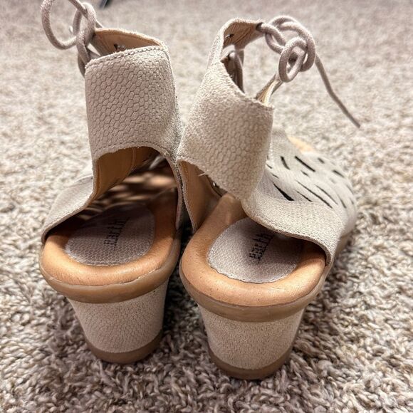 Earth Daylily Taupe Perforated Lace Up Leather Sandals - Picture 7 of 8